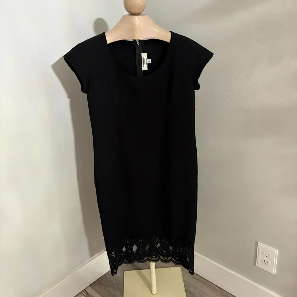Elegant‎ Black Lace Hem Dress vintage 6